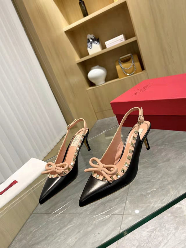 Valentino Rockstud Bow Slingback Pumps 65mm Pelle di pecora