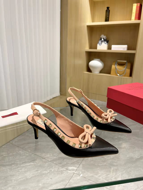 Valentino Rockstud Bow Slingback Pumps 65mm Pelle di pecora