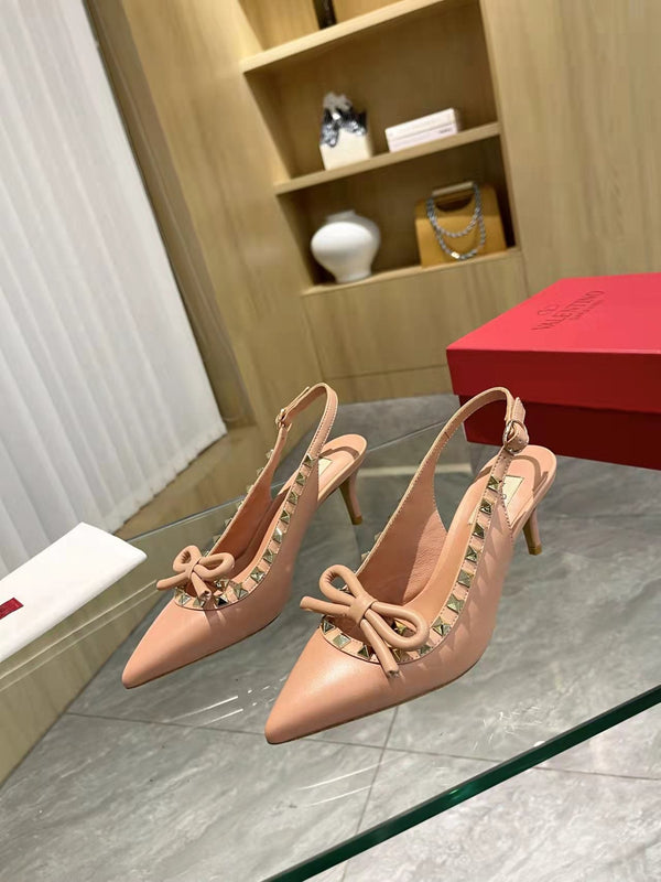 Valentino Rockstud Bow Slingback Pumps 65mm Pelle di pecora