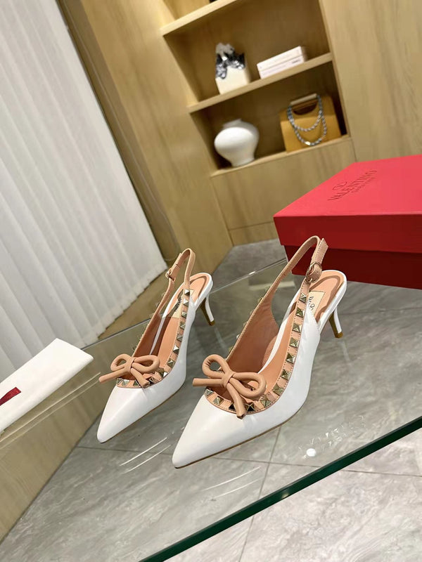 Valentino Rockstud Bow Slingback Pumps 65mm Pelle di pecora