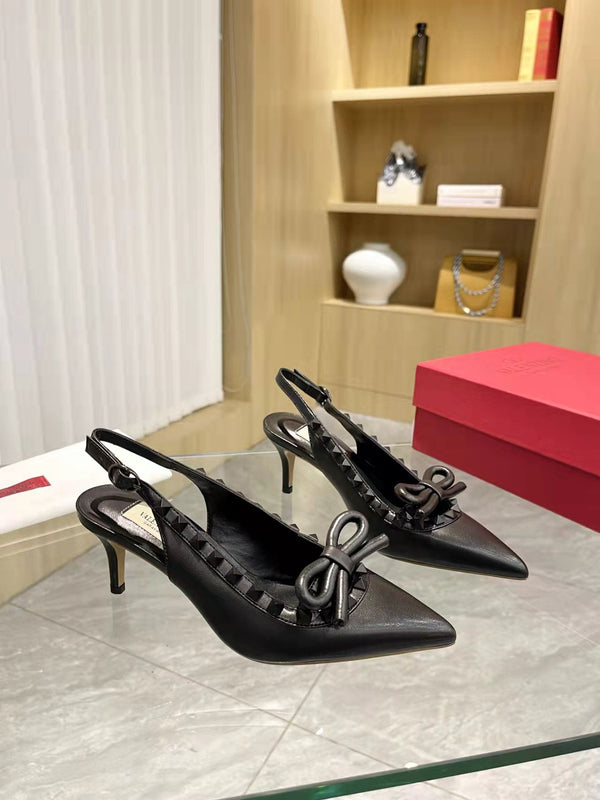 Valentino Rockstud Bow Slingback Pumps 65mm Pelle di pecora