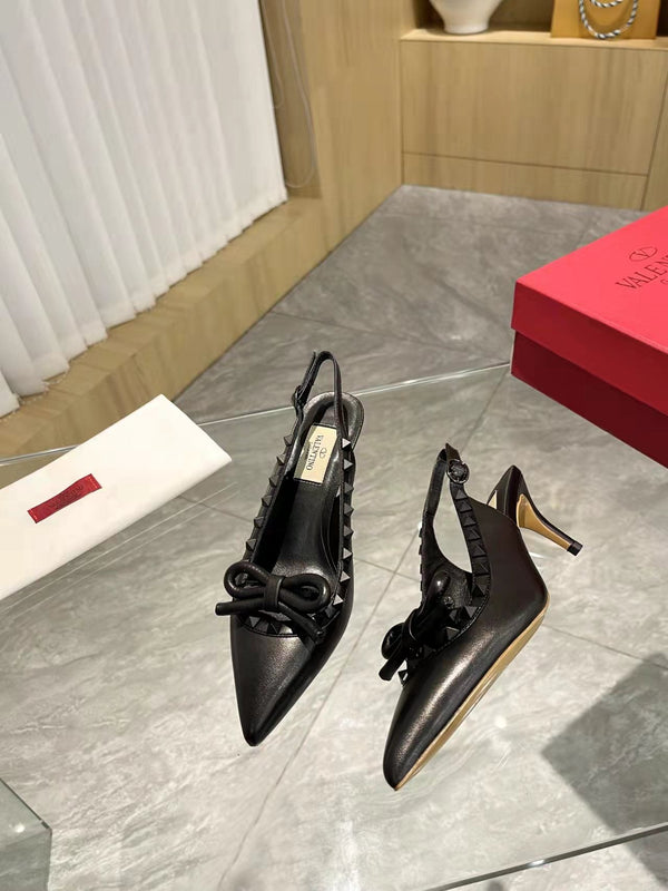 Valentino Rockstud Bow Slingback Pumps 65mm Pelle di pecora