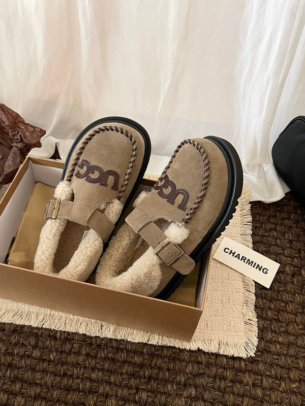 UGG Teddy Loafers Warm Sand Suede Sheepskin Wool 512890