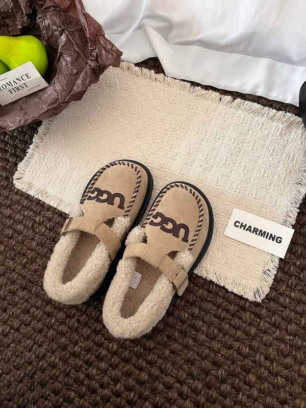 UGG Teddy Loafers Khaki Suede Brown Sheepskin Wool 512892