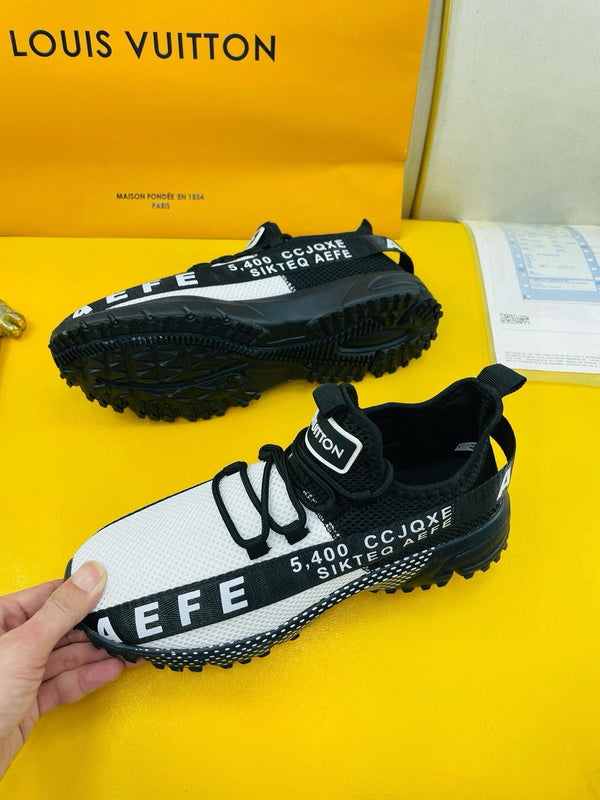 SNEAKER LV IN TESSUTO A RETE TRASPIRANTE NERO E BIANCO