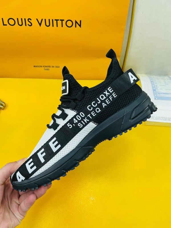 SNEAKER LV IN TESSUTO A RETE TRASPIRANTE NERO E BIANCO