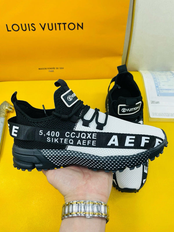 SNEAKER LV IN TESSUTO A RETE TRASPIRANTE NERO E BIANCO