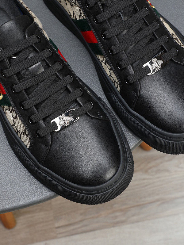 GG Men's Ace Sneaker Brown Black Print Fabric 522634