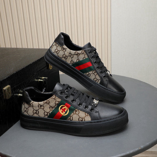 GG Men's Ace Sneaker Brown Black Print Fabric 522634