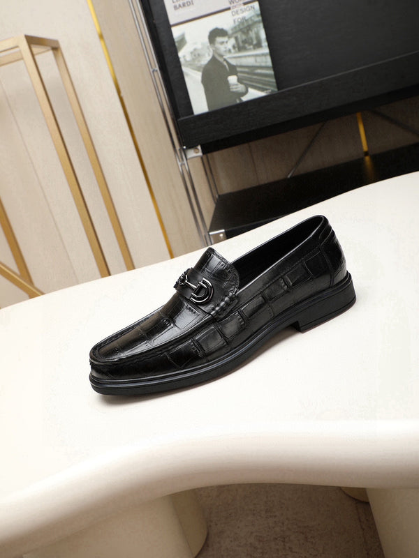 GG Men's Loafer Black Embossed Cowhide 525165