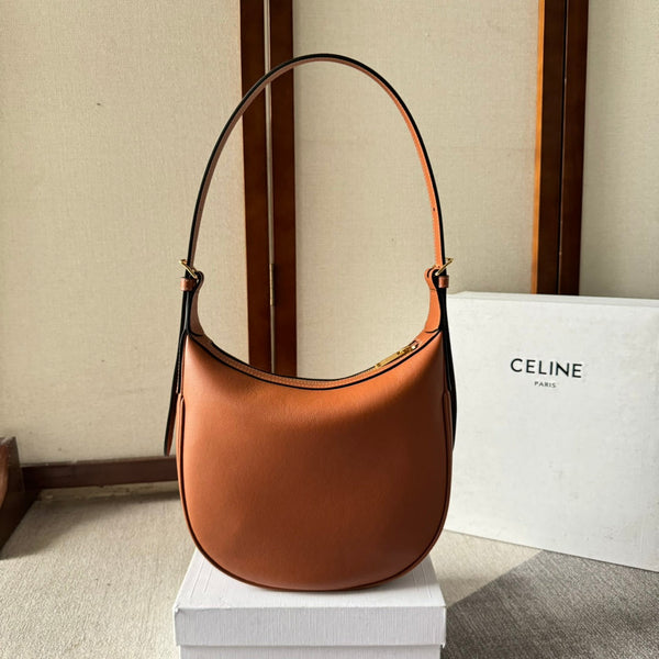 SMALL HELOÏSE BAG CUIR 22 IN GINGER ORANGE CALFSKIN EMBOSSED LOGO