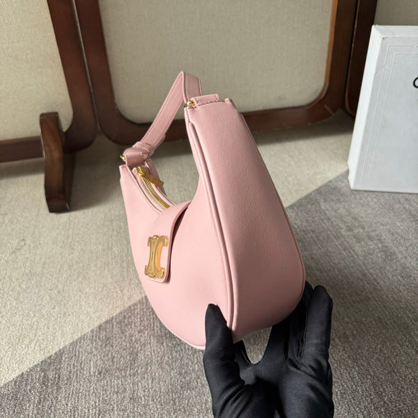 BORSA AVA TRIOMPHE MEDIA 23 IN PELLE DI VITELLO LISCIA ROSA CHIARO CON FERRAMENTA ORO