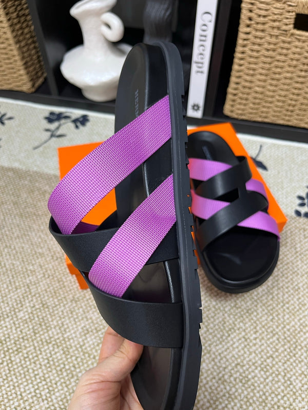 HM Men's Kazimir Black Purple Calfskin 595489