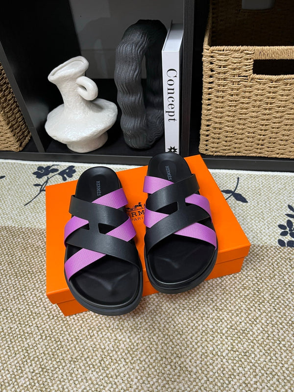 HM Men's Kazimir Black Purple Calfskin 595489