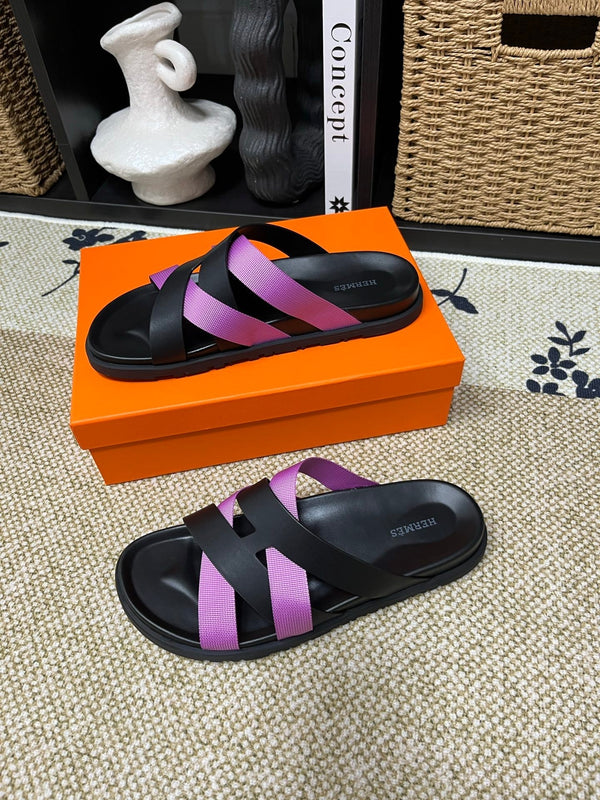 HM Men's Kazimir Black Purple Calfskin 595489