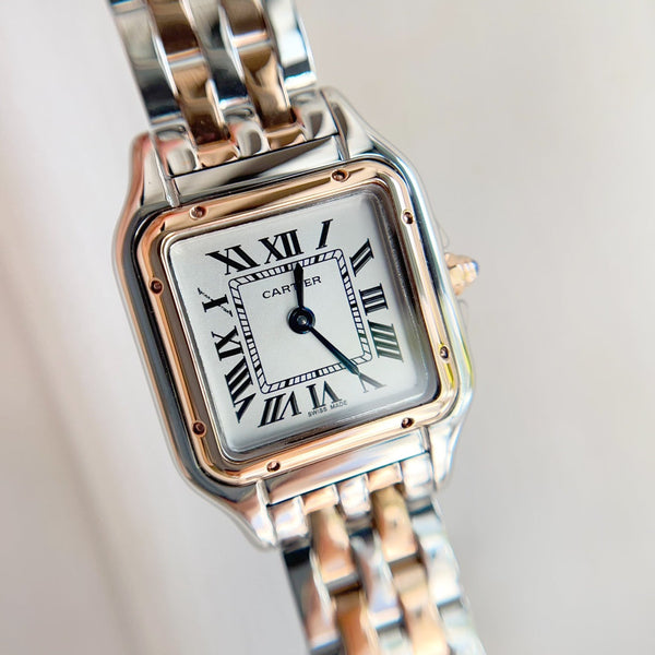 Panthere 22mm Pink Gold Silver Double Chain 44cm