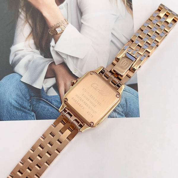 Panthere 22mm Pink Gold Diamond Bezel Double Chain 44cm