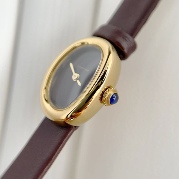 Baignoire Gold Case Burgundy Leather Burgundy Dial