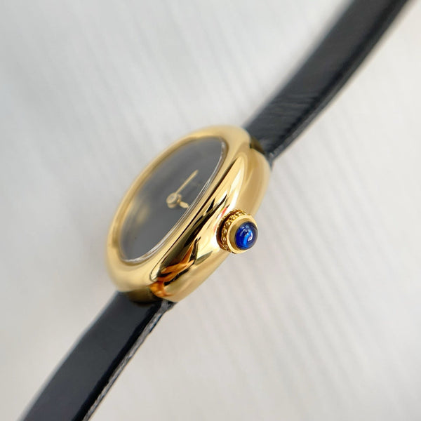 Baignoire Gold Case Black Leather Black Dial