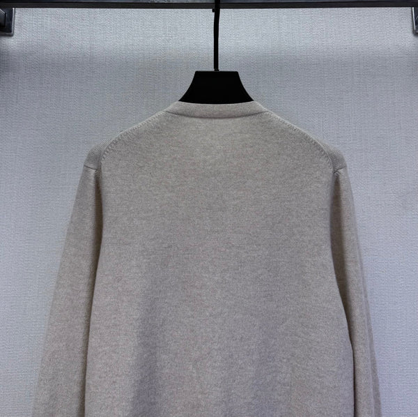 LP 25 Embroidered Floral Pattern Hollow Cardigan Gray Cashmere 315858