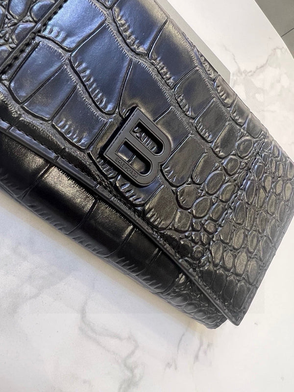 WALLET 15 IN BLACK CROCODILE EMBOSSED CALFSKIN