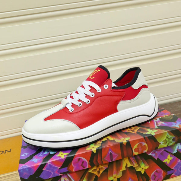 LV SNEAKER CHERRY RED MIX WHITE IVORY CALFSKIN