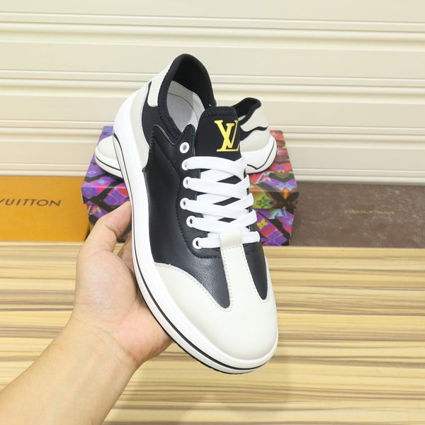 LV SNEAKER BLACK MIX WHITE IVORY CALFSKIN