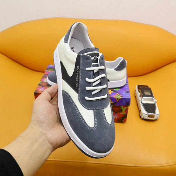 LV TRAINERS IN GREY SUEDE AND WHITE CALFSKIN
