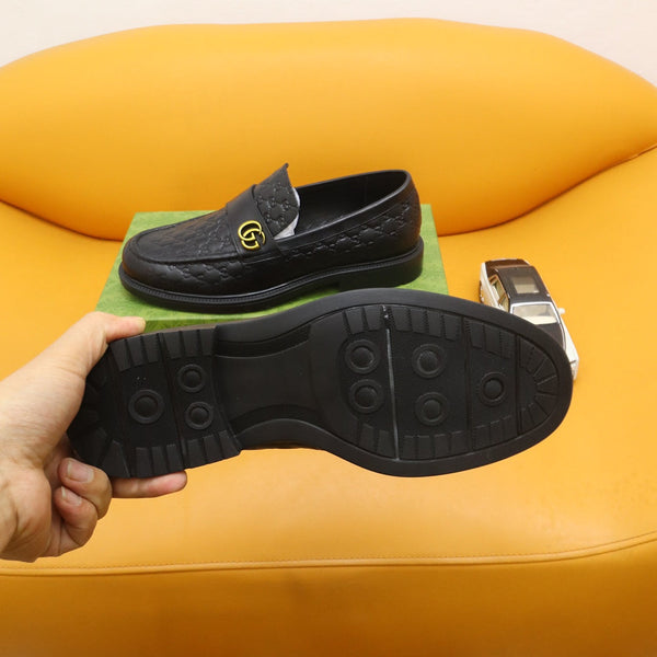 GG Men's Loafer Black Embossed Cowhide 528261