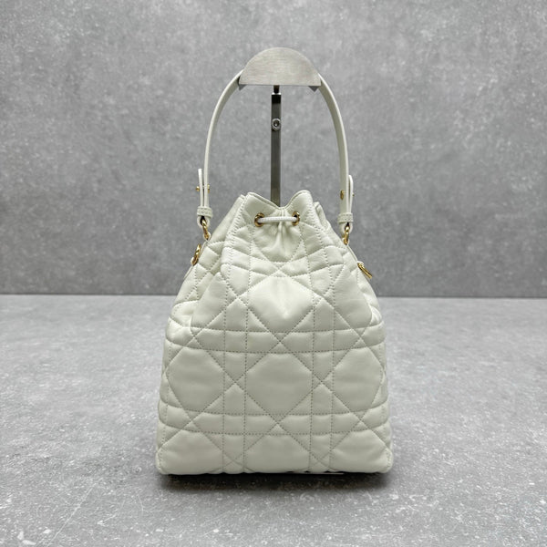 Dior 2025 Coconut Bucket Bag 25cm White Lambskin