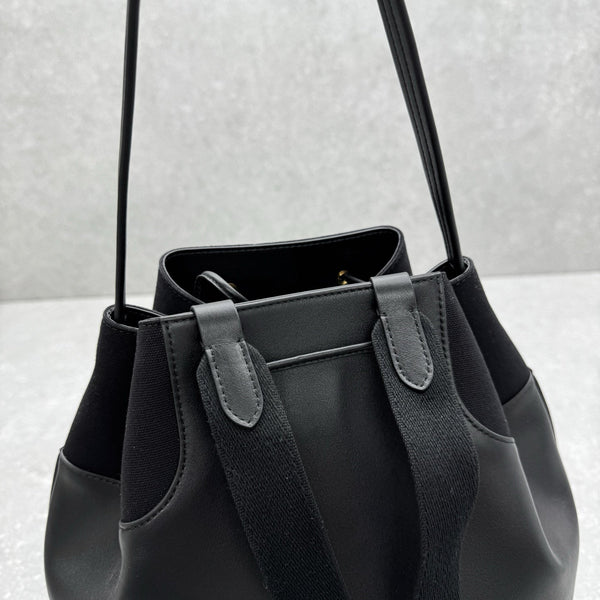 The Row 2025 Spring Backpack 38cm Black Leather Fabric