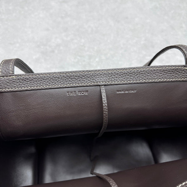 The Row 2025 Park Tote Stitch Bag Dark Brown 30cm Leather
