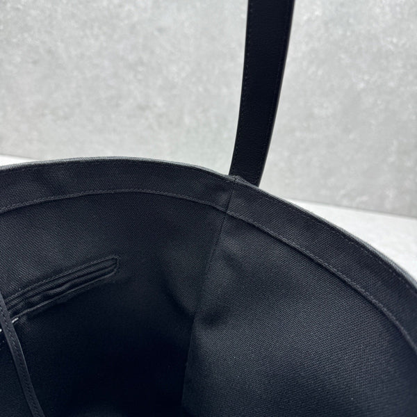 The Row 2025 N/S Park Tote Bag 30cm Black Leather Canvas