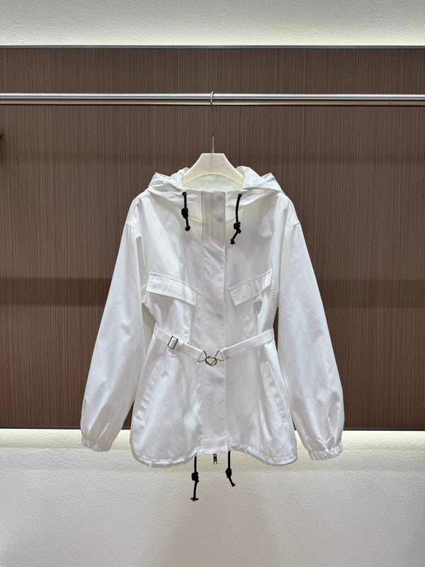 Prada 25 Elastic Waist Jacket Black and White Polyester