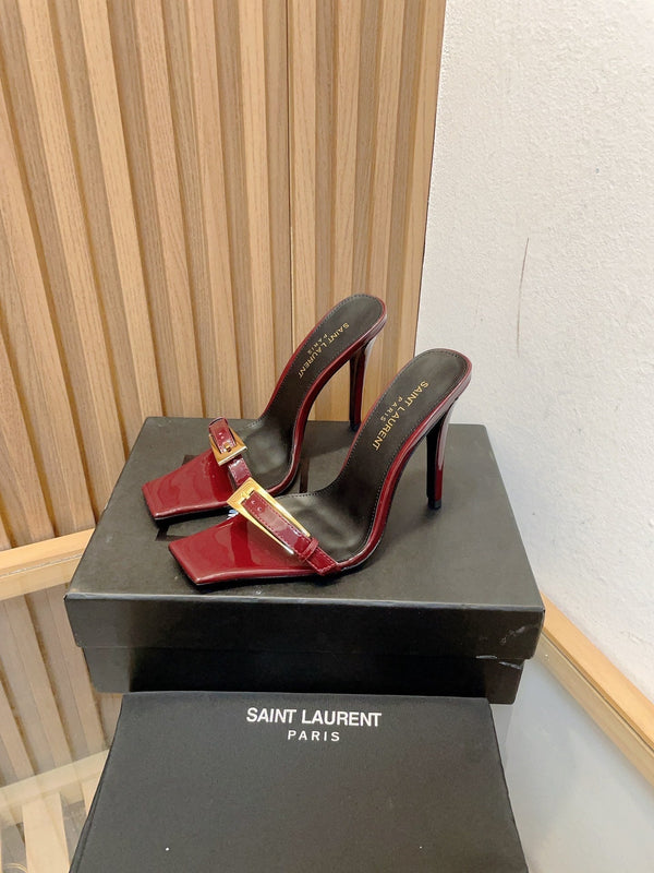 SL SQUARE TOED NUIT PUMPS RED CALFSKIN