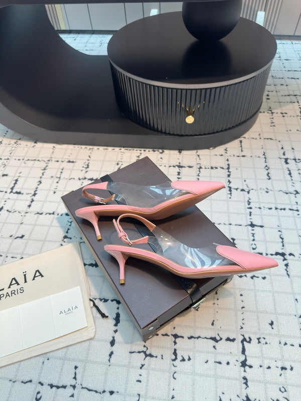 Alaia Heart 50mm Heels Slingbacks Pink Sheepskin 810201