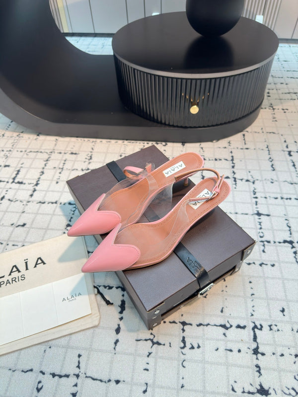 Alaia Heart 50mm Heels Slingbacks Pink Sheepskin 810201