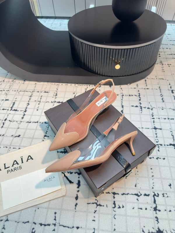 Alaia Heart 50mm Heels Slingbacks Nude Sheepskin 810205