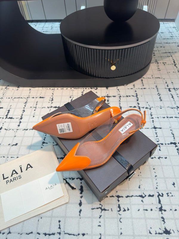 Alaia Heart 50mm Heels Slingbacks Orange Sheepskin 810210