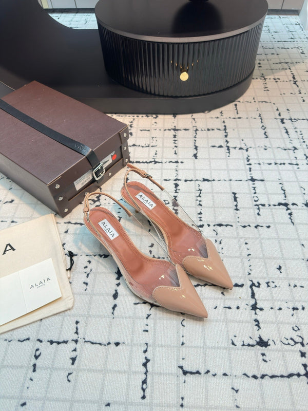 Alaia Heart 50mm Heels Slingbacks Nude Sheepskin 810205