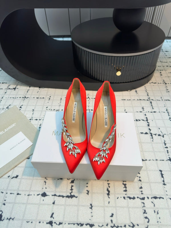 Lurum 90 Red Satin Crystal Embellished Pumps 868663