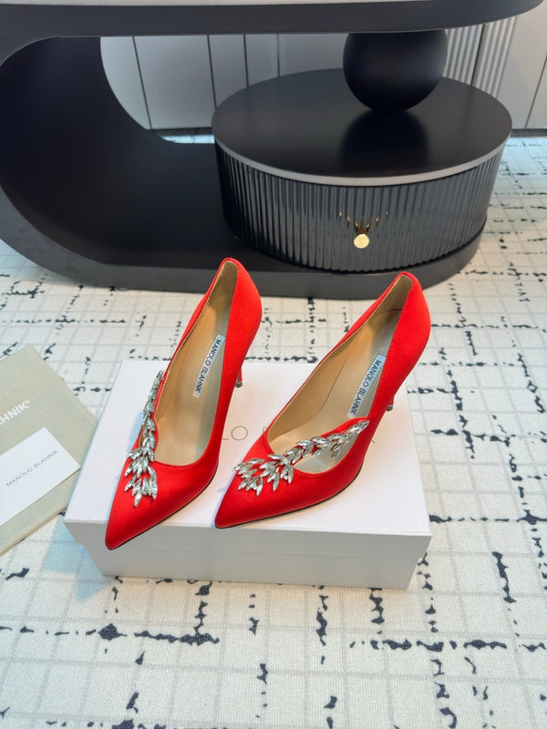Lurum 90 Red Satin Crystal Embellished Pumps 868663