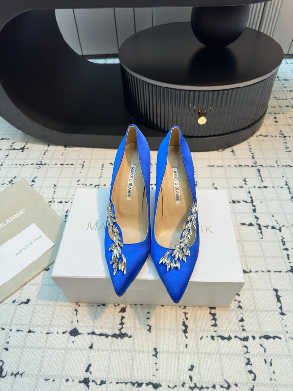 Lurum 90 Blue Satin Crystal Embellished Pumps 868665