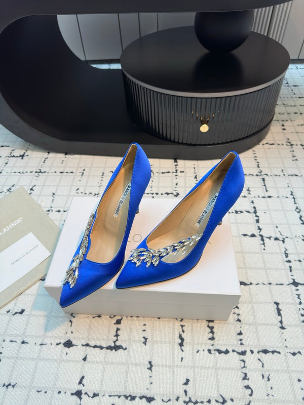 Lurum 90 Blue Satin Crystal Embellished Pumps 868665