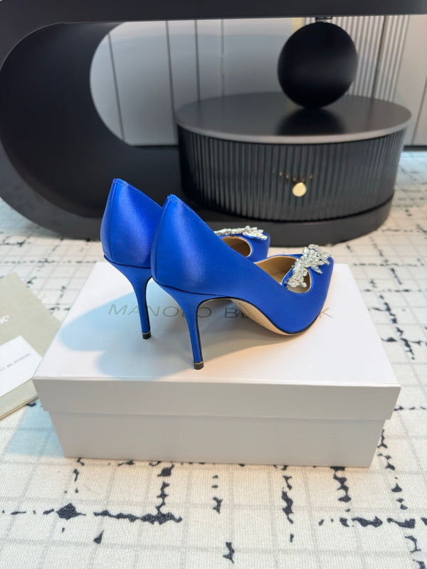 Lurum 90 Blue Satin Crystal Embellished Pumps 868665