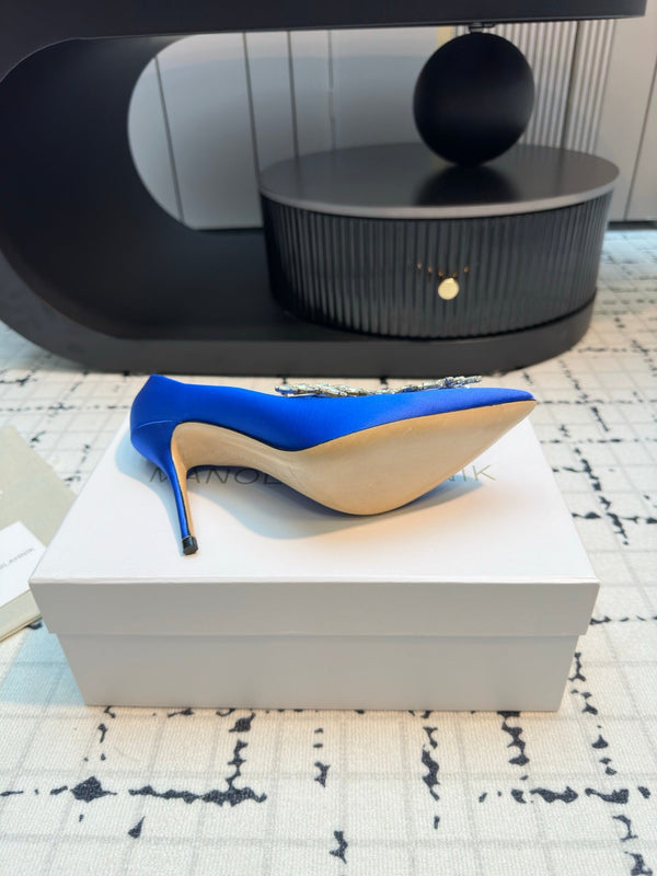 Lurum 90 Blue Satin Crystal Embellished Pumps 868665