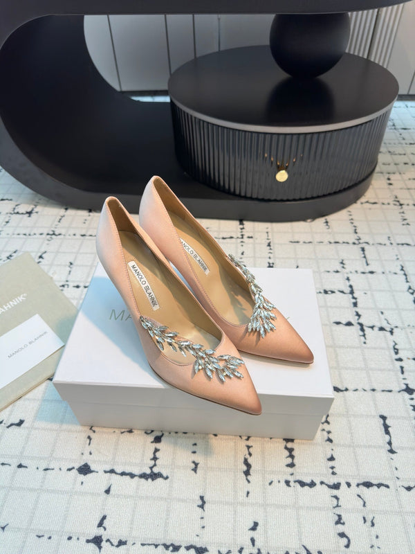 Lurum 90 Beige Satin Crystal Embellished Pumps 868666