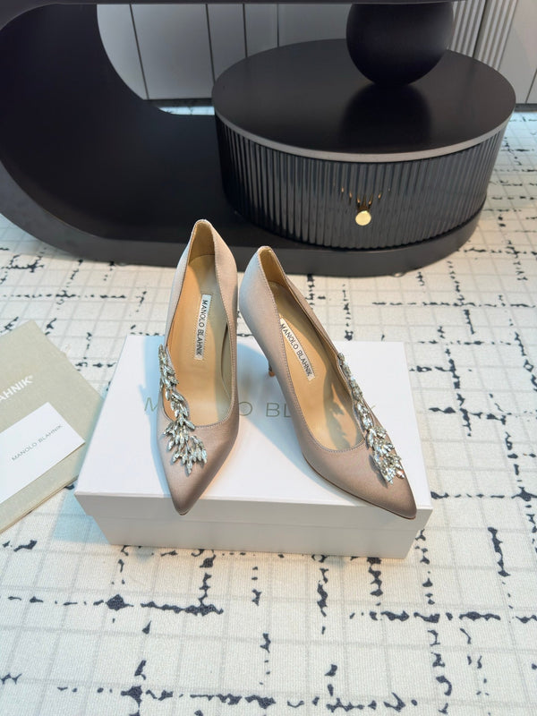 Lurum 90 Taupe Satin Crystal Embellished Pumps 868668