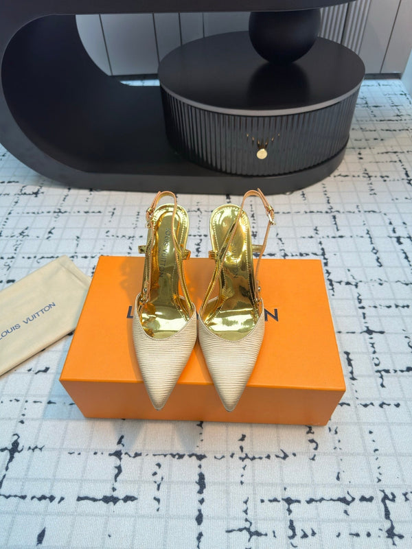 LV Blossom Slingback Pump 95mm Beige Pelle di agnello