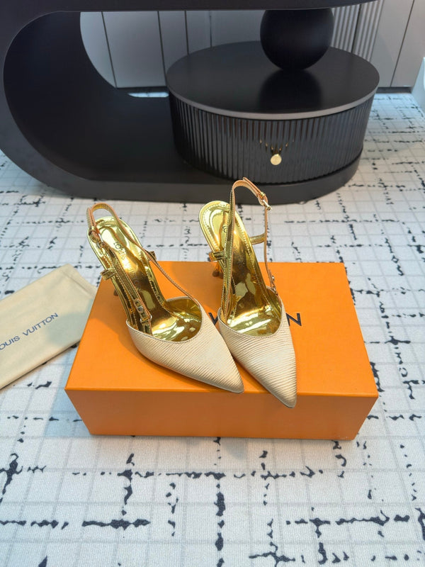 LV Blossom Slingback Pump 95mm Beige Pelle di agnello